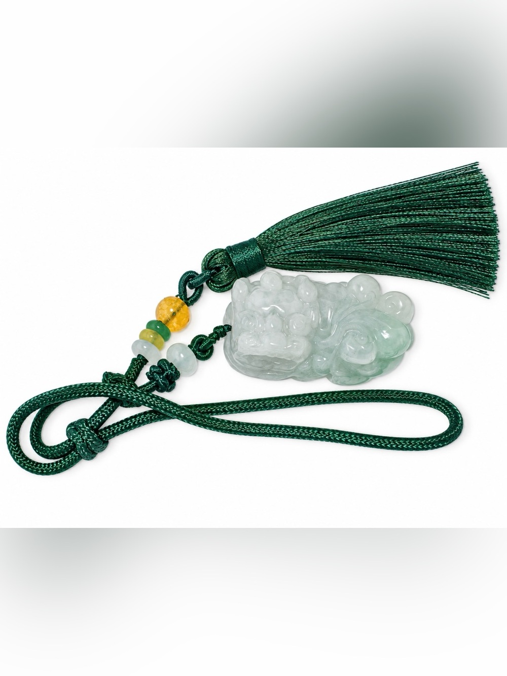 Green Tassel Jade Pixiu Pendant Charm